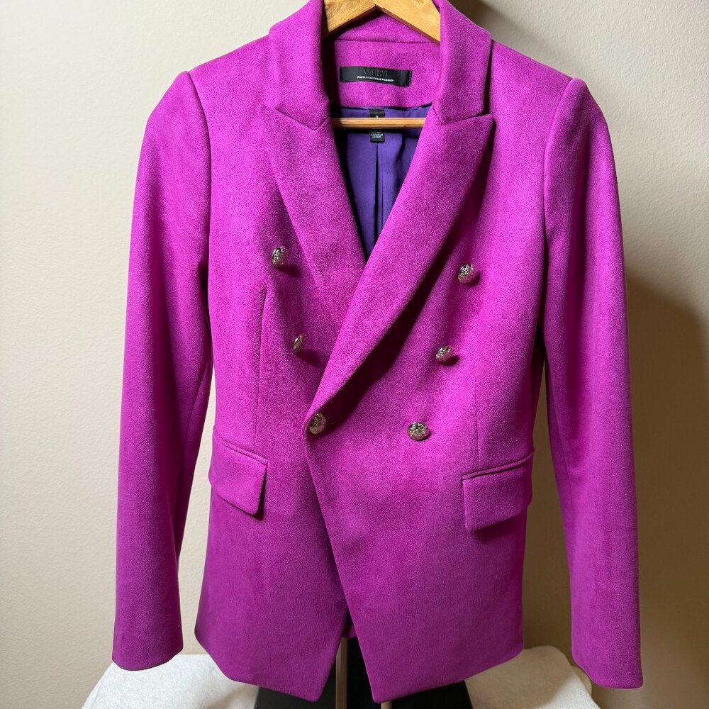White House Black Market Violet Suede Double Breasted Blazer Size 0